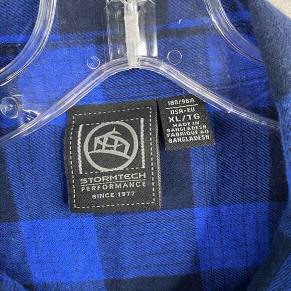 Stormtech Performance Flannel Shirt Mens XL Buffalo Plaid Blue Lumberjack Winter - Picture 3 of 12